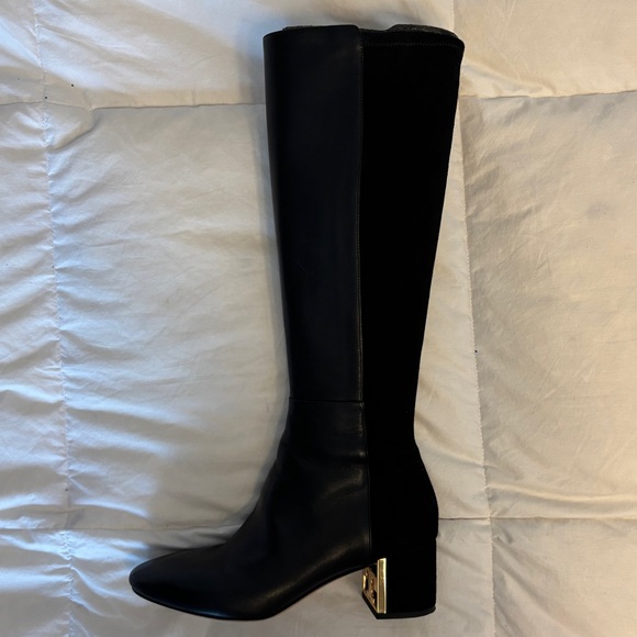 Tory Burch Leather and Suede Black Mid-Calf Length Boots - Picture 5 of 9